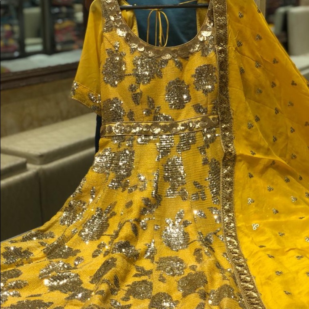 Yellow anarkali suit